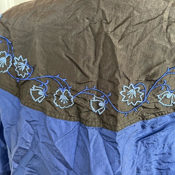 Vintage Lavon Women's 90s Windbreaker Floral Embroidered Full Zip Jacket Small - Picture 13 of 15